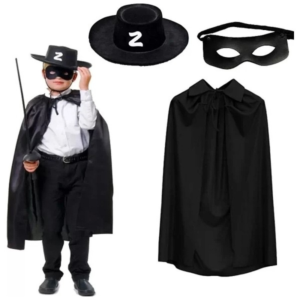 Zorro Pelerini Şapkası ve Maske Seti Çocuk Boy - Renkli - Standart Oto Boyaları Fiyatı