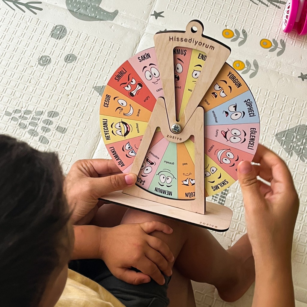 Zoziva Ahşap Duygu Çarkı Oyuncağı, Montessori Duygu Tablosu, Küçük Çocuk Hediyesi Kanvas Tablo Fiyatı