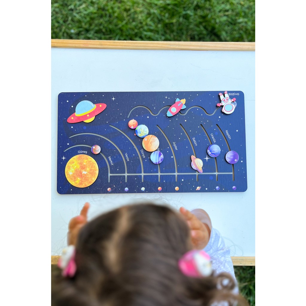 Zoziva Montessori Ahşap Güneş Sistemi Eğitici Oyuncak, Hareketli Gezegenler ile Astronomi İlgi Alanı Anne Bebek Oyuncak Fiyatı