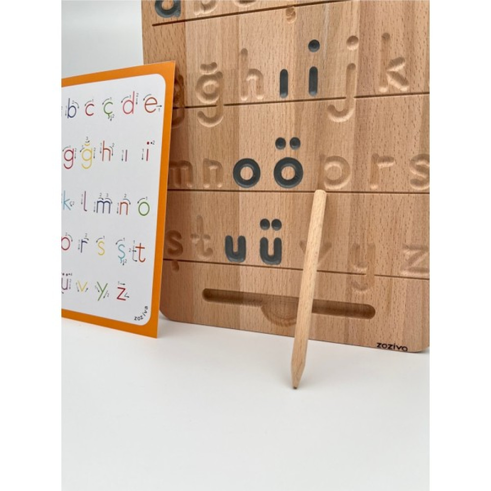 Zoziva Montessori Eğitici Ahşap Oyuncak – Çift Taraflı Alfabe Öğrenme Tahtası - Turuncu - 0 Bebek Oyuncakları Fiyatı