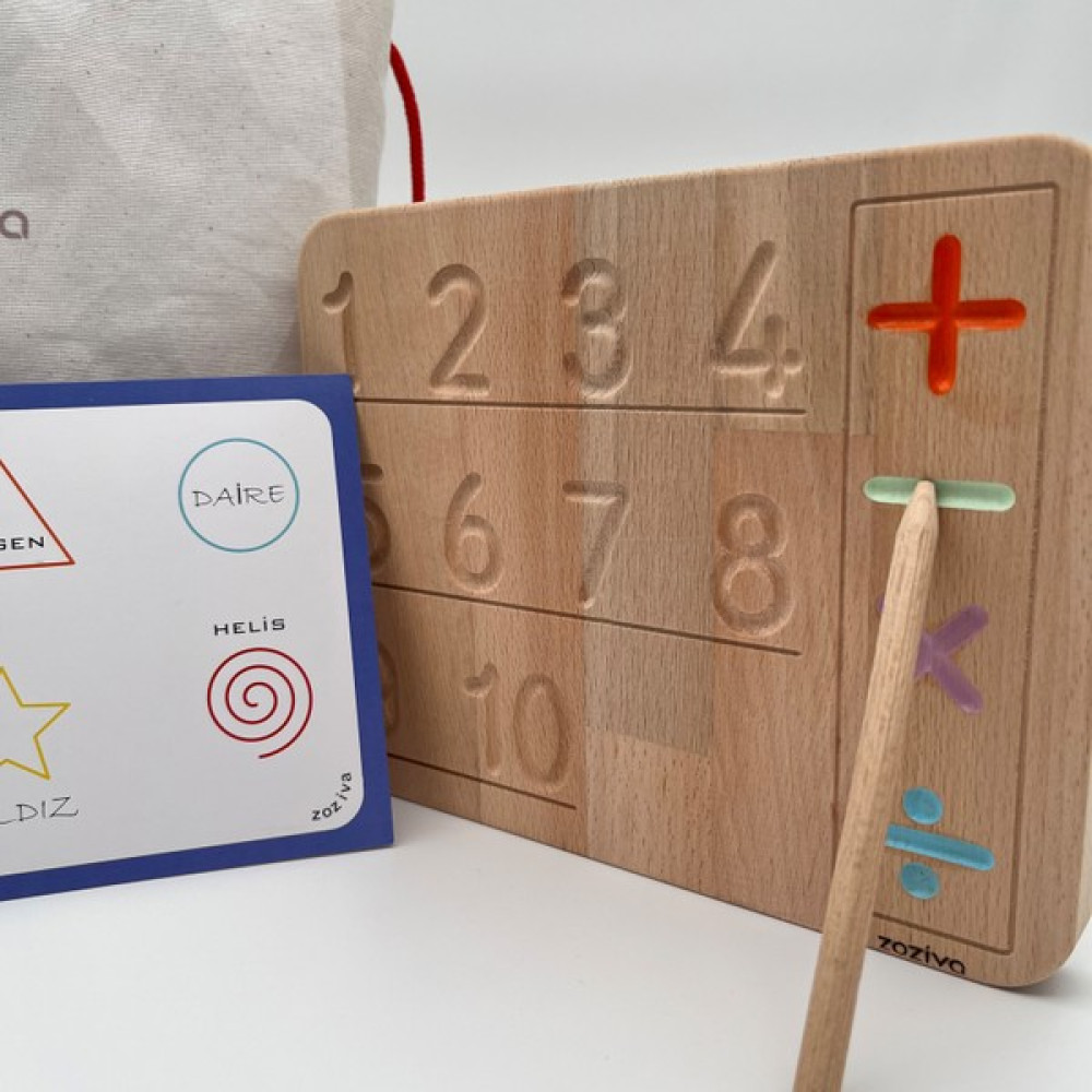 Zoziva Montessori Eğitici Ahşap Oyuncak – Çift Taraflı Sayı ve Geometrik Şekilleri Öğrenme Tahtası - Ahşap Desenli Bebek Oyuncakları Fiyatı