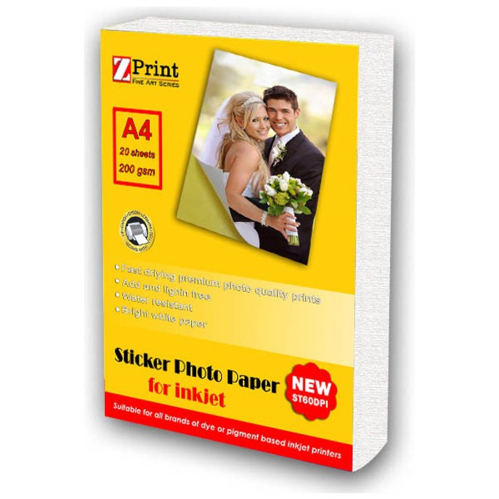Zprint Epson Yazıcılar Için Yapışkanlı Sticker Fotoğraf Kağıdı A4 20 Yaprak 200 Gram Fotoğraf Kağıtları & Asetatlar Fiyatı