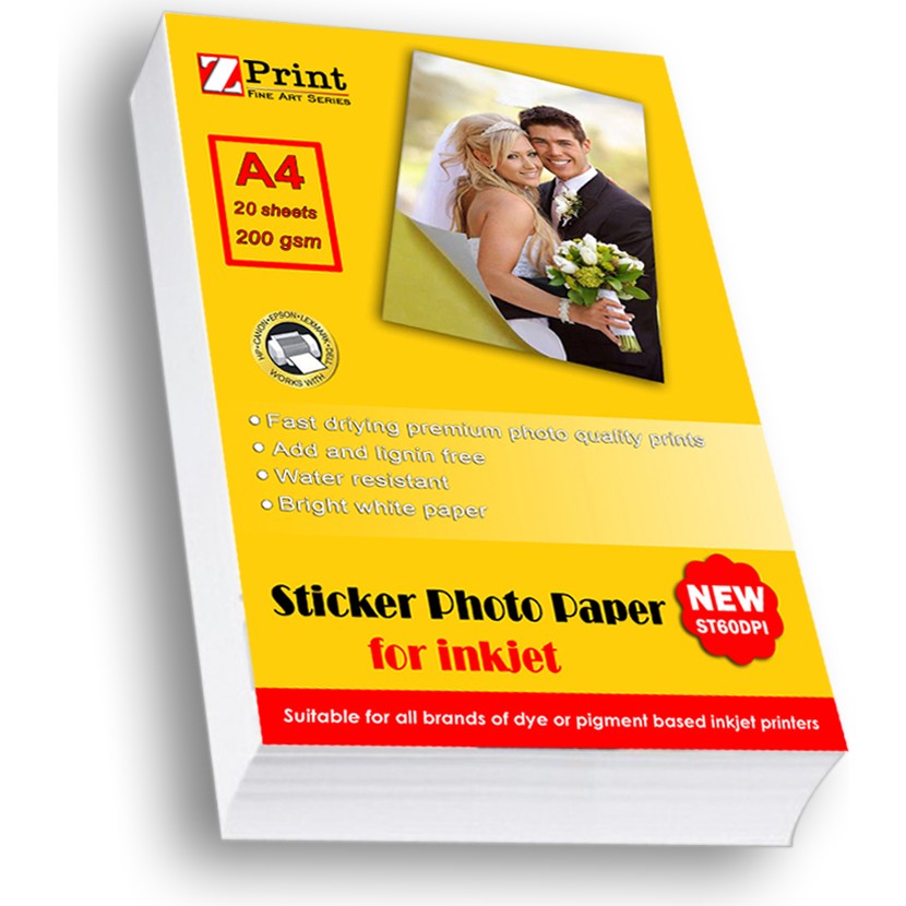 Zprint Yapışkanlı Sticker Fotoğraf Kağıdı A4 20 Yaprak 200 gr (Epson,canon,hp) Diğer Fiyatı