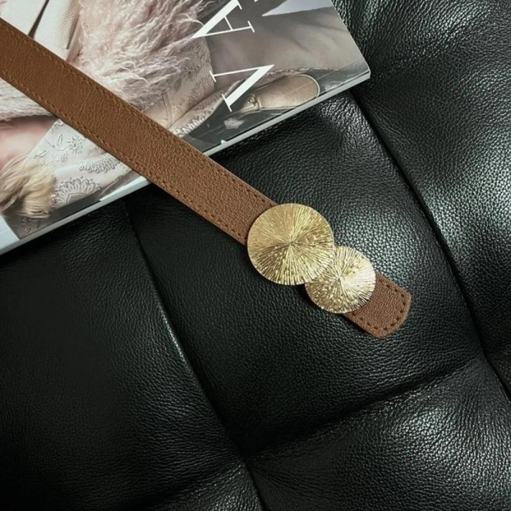ZR Accessory Yuvarlak Gold Tokalı Kadın Kemeri, Pantolon Kemeri, Ceket Kemeri, Elbise - Gömlek Kemeri Kadın Kemeri Fiyatı