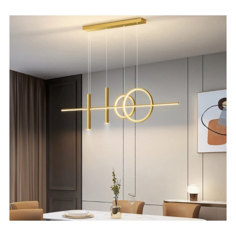 Zr Aydınlatma Gold 120CM 3 Işık, Kumandalı, LED Avize Sarkıt, Modern Avize, LED Lamba, Halka Sarkıt Avize Fiyatı