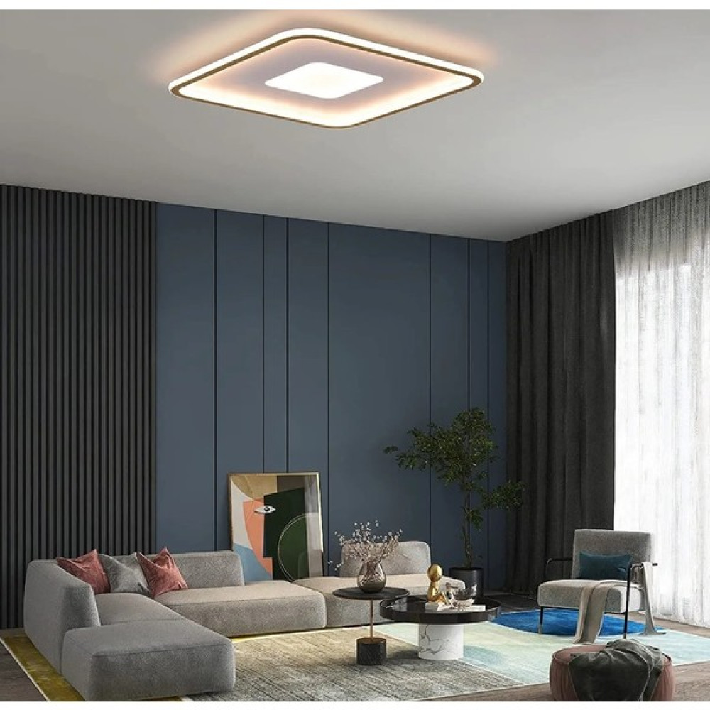 Zr Aydınlatma Gold 80 x 80 cm Kare 3 Işık Rengi,Kumandalı Led Tavan Lambası,Avize,Modern Aydınlatma, Dekoratif Işık - Eskitme - Gold Avize Fiyatı