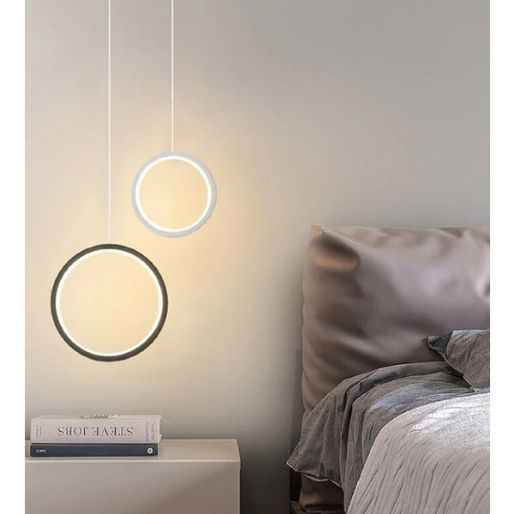 Zr Aydınlatma Ø30-25CM Halka Sarkıt LED Avize, 3 Işık, Kumandalı, Modern Sarkıt, LED Lamba, Dekoratif Avize - Siyah - Beyaz Avize Fiyatı