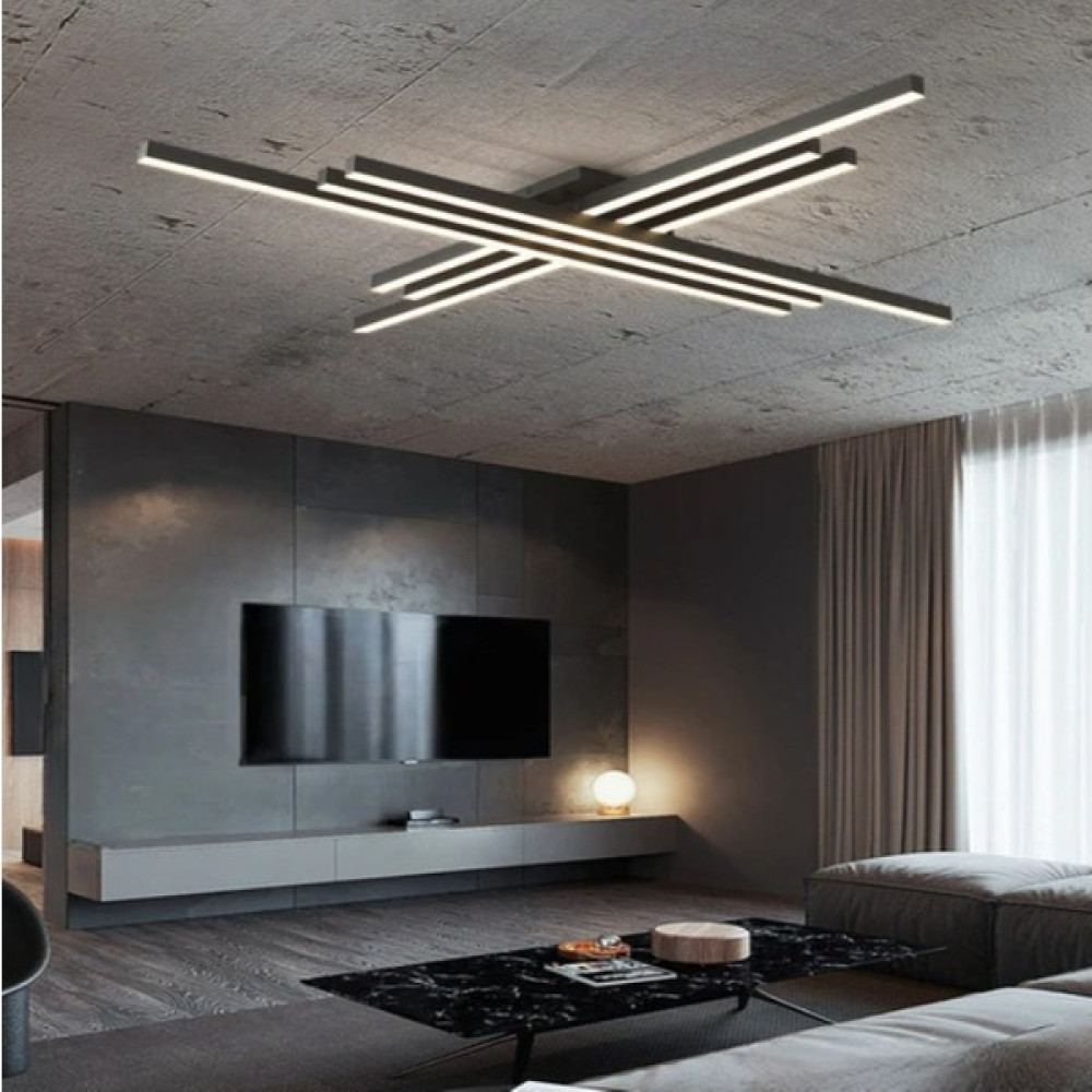 Zr Aydınlatma Siyah 100 x 100 cm 4000k, Kumandalı, Led Tavan Lambası,Avize,Modern Aydınlatma,Dekoratif Işık Avize Fiyatı