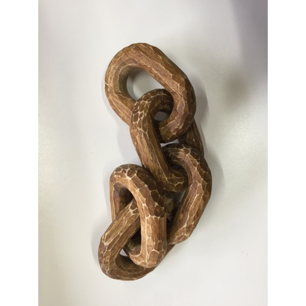 ZS Konsept Ahşap Eskitme Detaylı Beş Halka Dekoratif Zincir - Kahverengi - 36 x 8 cm Hediyelik Eşya Fiyatı