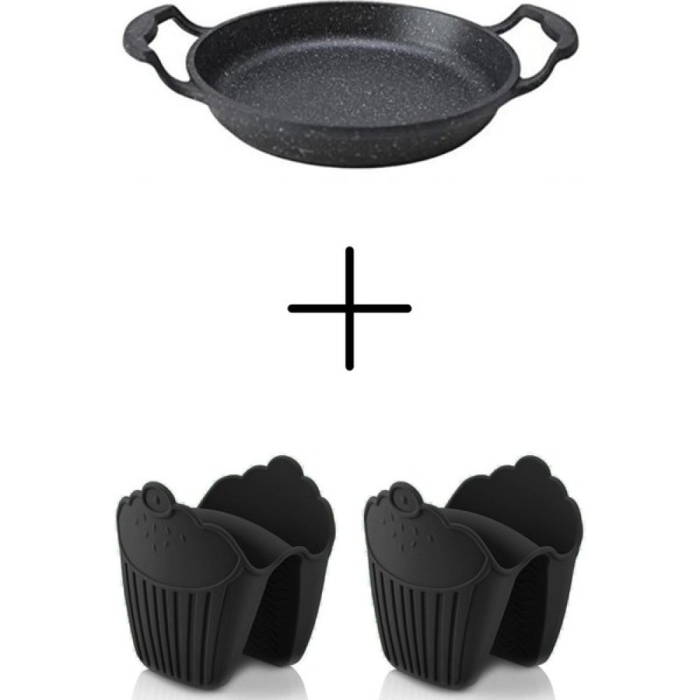 Zübahome 22 cm Döküm Sahan ve Silikon Tutacak Seti Yumurta Sahanı 22 Cm, 2 Silikon Fırın Eldiveni Tavalar Fiyatı