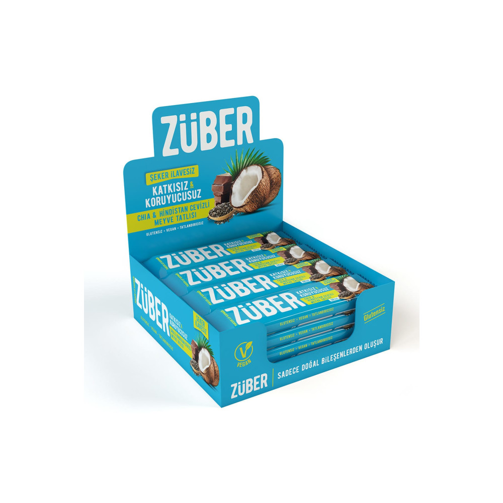 Züber Chia ve Hindistan Cevizli Meyve Tatlısı - 40 gr x 12 Adet Atıştırmalık Fiyatı