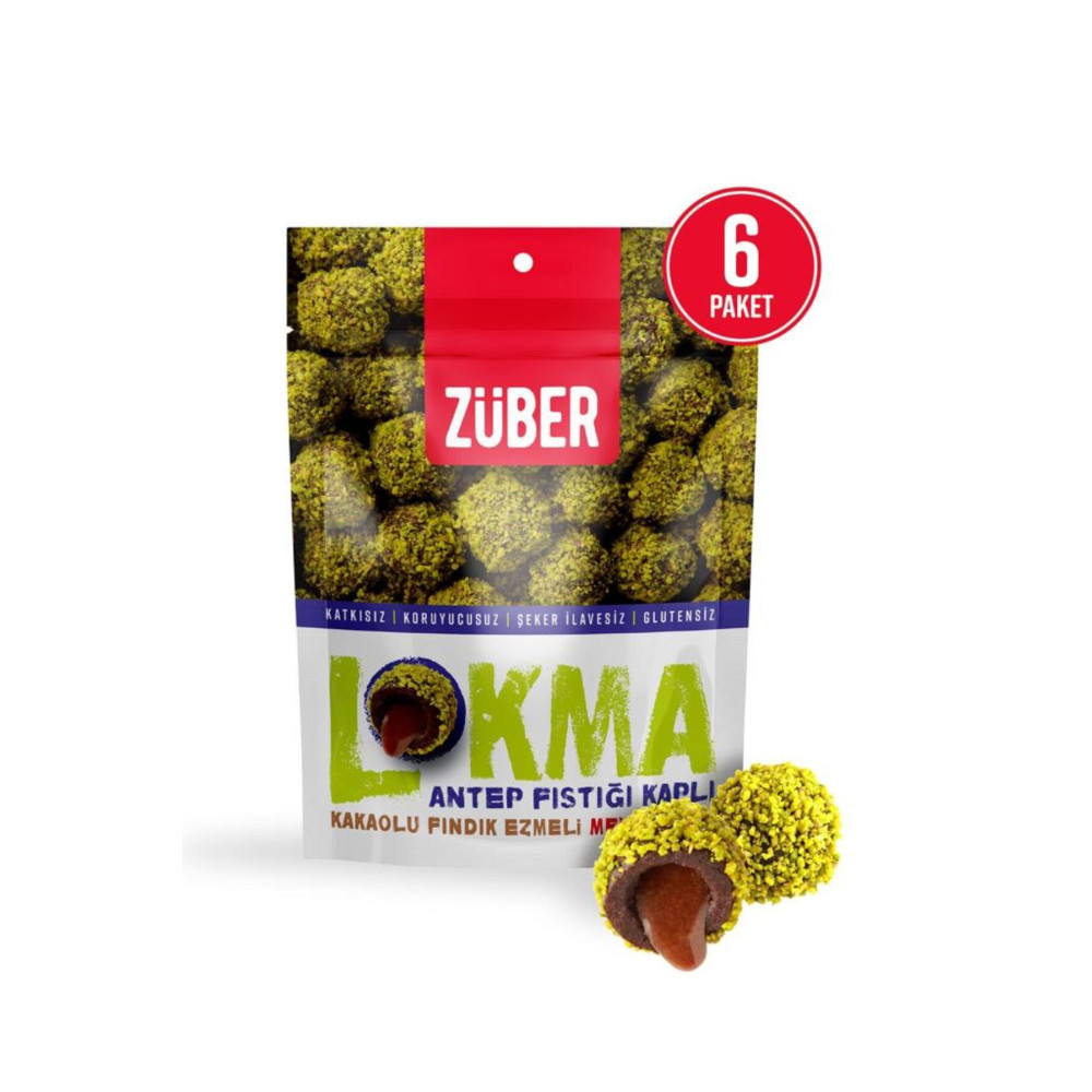 Züber Lokma Antep Fıstığı Kaplı Kakaolu Fındık Ezmeli Meyve Topu 96 g X 6 Paket Atıştırmalık Fiyatı