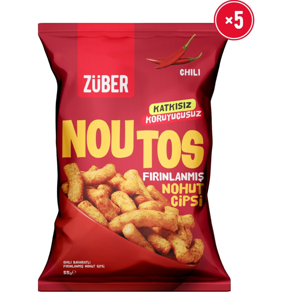 Züber Noutos Chili Fırınlanmış Nohut Cipsi 55g x 5 Adet - 55 gr Cips Fiyatı