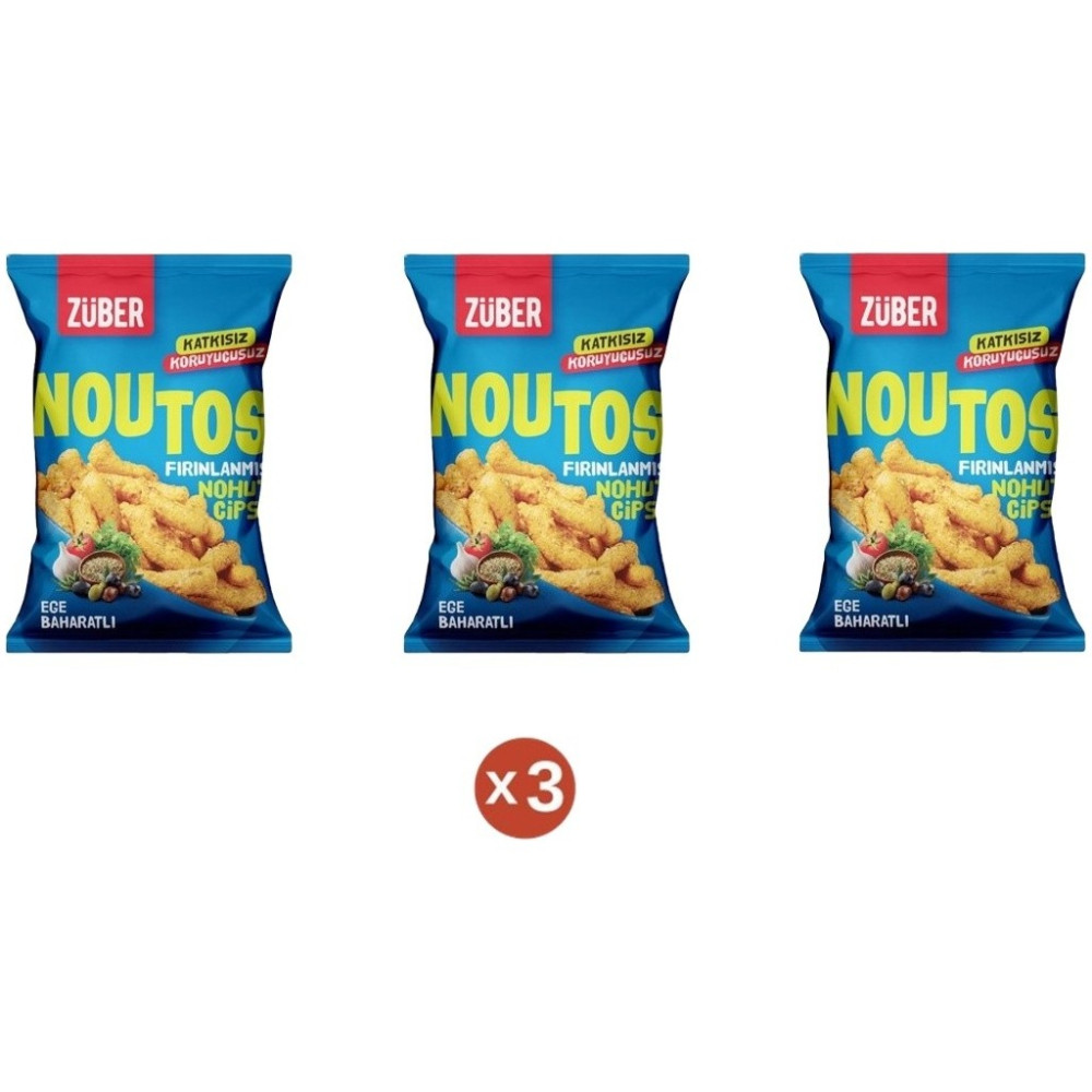 Züber Noutos Fırınlanmış Nohut Cipsi Ege Baharatları 55 gr (3 Adet) Cips Fiyatı