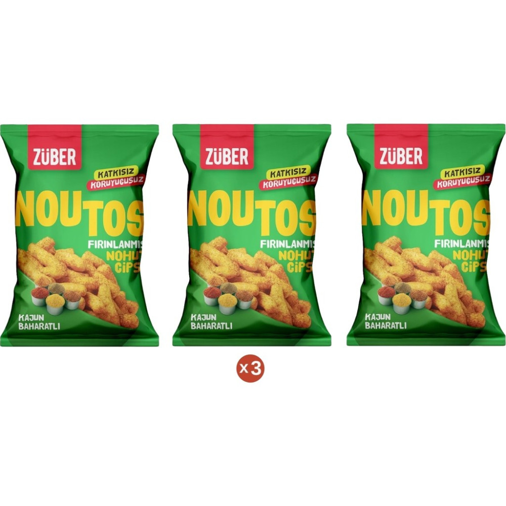 Züber Noutos Kajun Baharatlı Nohut Cipsi 55gr (3 Adet) - 55 gr Cips Fiyatı