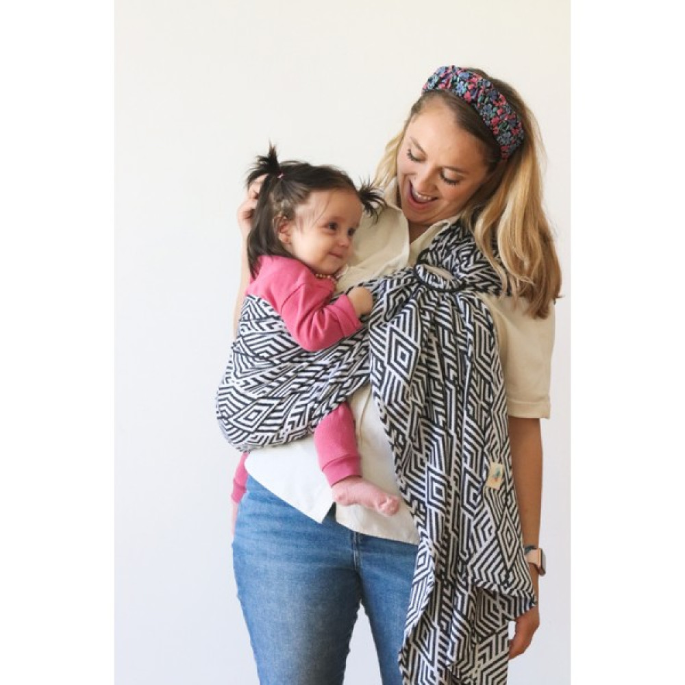 Zubu Halka Babysling - Geometrik- Bebek Taşıyıcı - Pamuk - Taşıma Şalı - Siyah&beyaz Bebek Arabası ve Pusetler Fiyatı