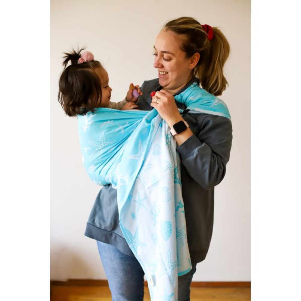 Zubu Halka Sling - Babysling - Deniz Yıldızı Turkuaz - Gri Bebek Arabası ve Pusetler Fiyatı