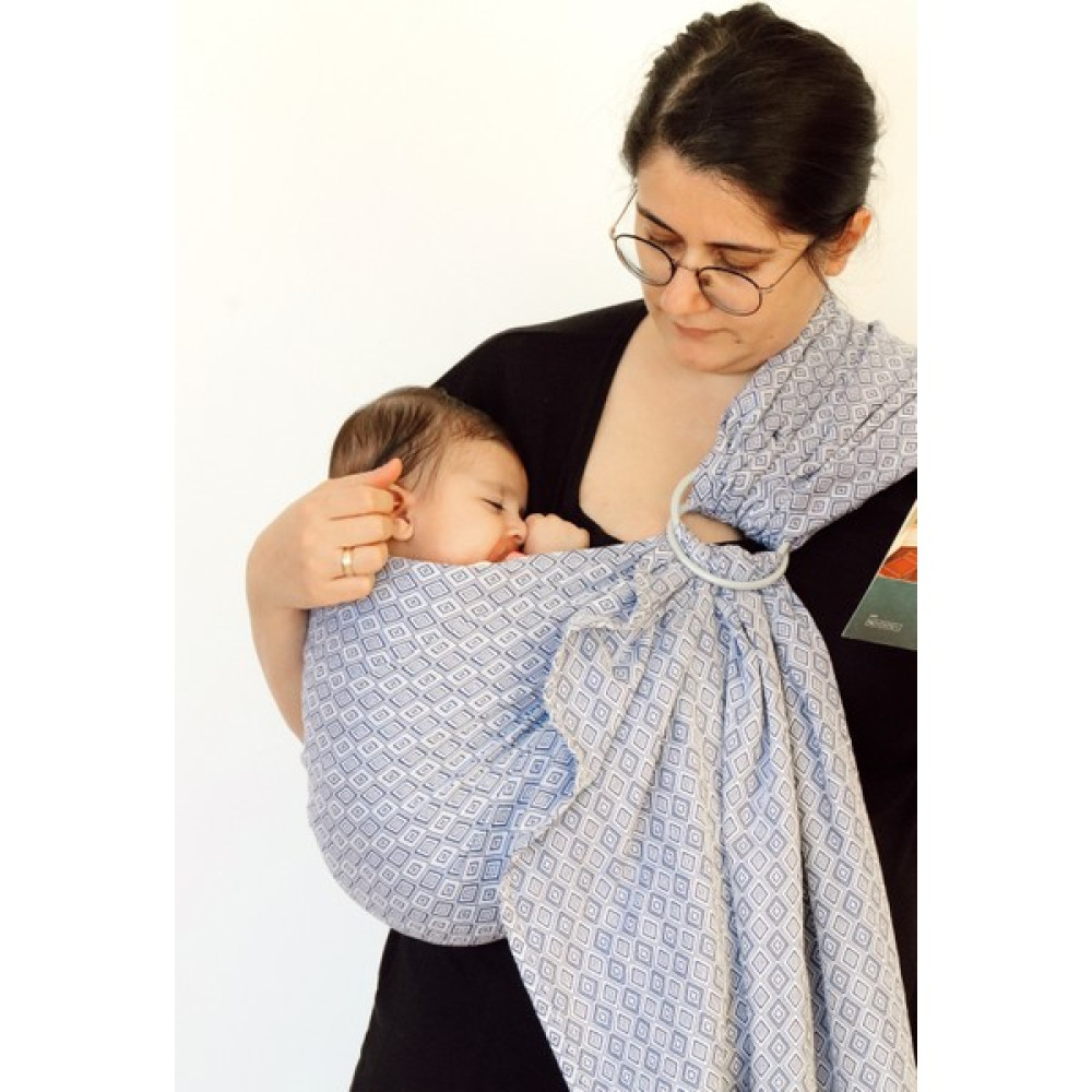 Zubu Halka Sling - Babysling - Diomond - Bebek Taşıyıcı - Pamuk - Taşıma Şalı – Mavi - Açık Mavi Bebek Arabası ve Pusetler Fiyatı