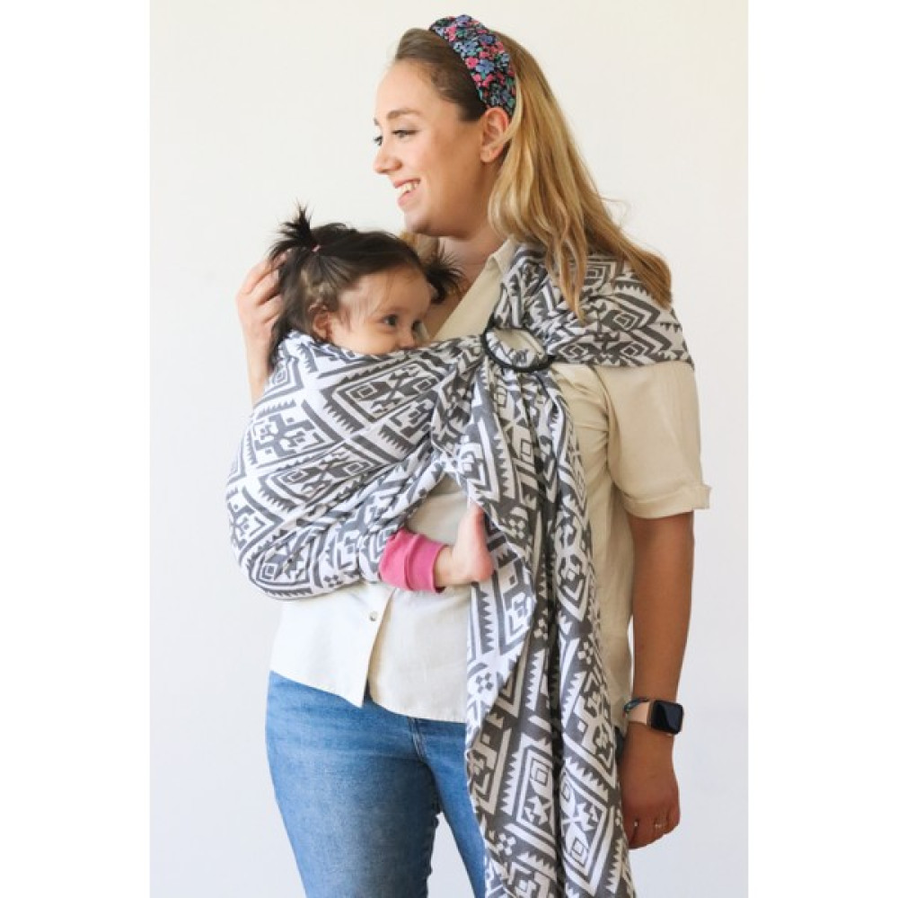 Zubu Halka Sling - Babysling - Ethnic- Bebek Taşıyıcı - Pamuk - Taşıma Şalı - Gri Bebek Arabası ve Pusetler Fiyatı