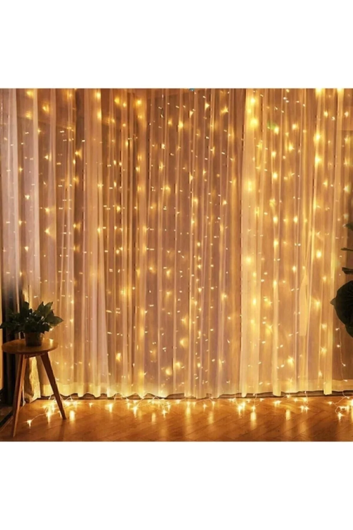 Züccaciye Market Perde Süsleme Ledi Peri Led 3m X 3m (300cm X 300 Cm) 300 Adet Led Işıklandırma Sarı (günışığı)" Yaş Günü & Parti Fiyatı