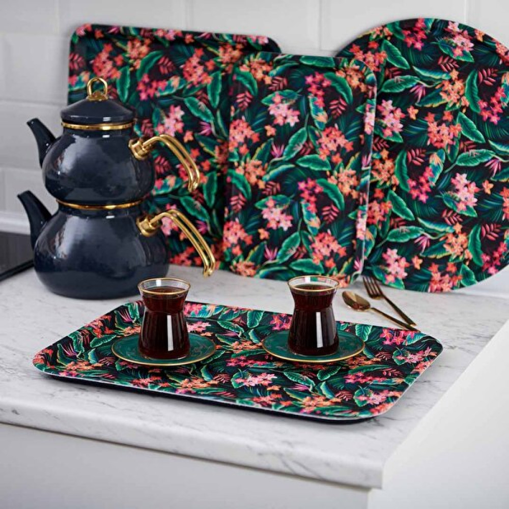 Zucci Home Deri Kaplama Kaydırmaz Dikdörtgen Tepsi - Çiçek - 30X42 cm Servis Tepsisi Fiyatı