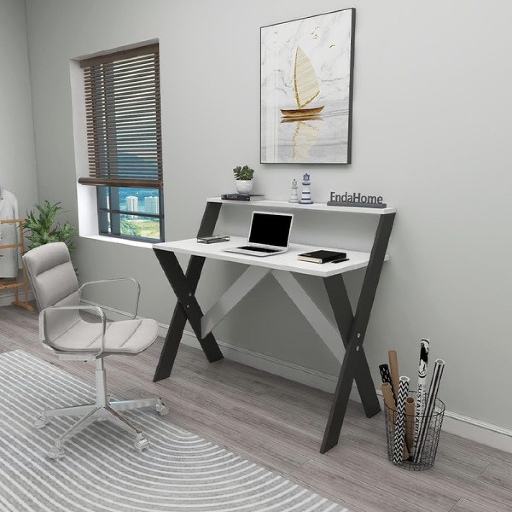 Zuesse Dizayn Iqas 50X90 cm Çalışma Masası Laptop Bilgisayar Masası Ofis Ders Yemek Çocuk Masası Beyaz - Antrasit - 90x50 Çalışma Masası Fiyatı