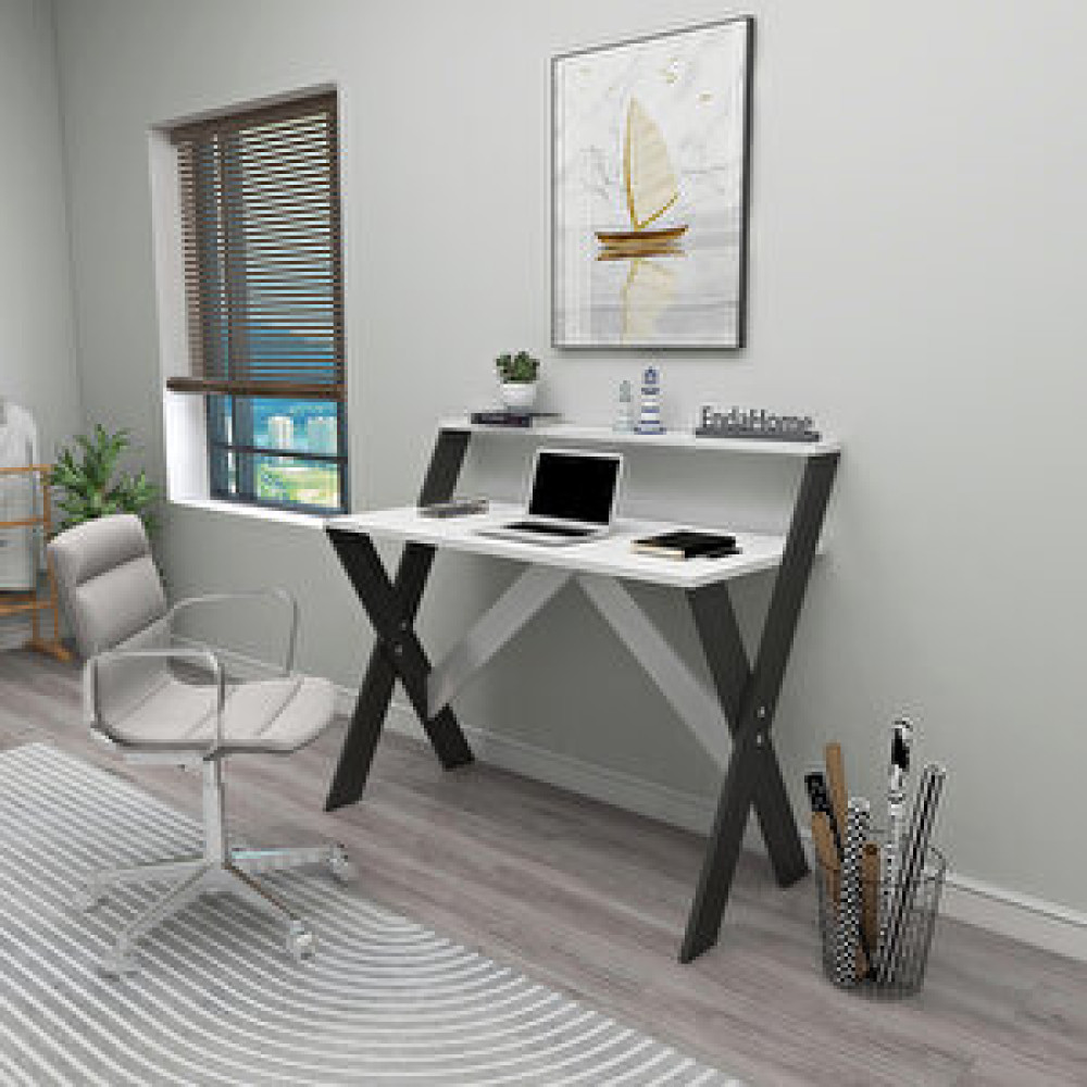 Zuesse Dizayn İqas X Ayaklı Ders Çalışma Masası Bilgisayar Masası 90x50 cm Beyaz - Antrasit Antrasit Beyaz Bilgisayar Masası Fiyatı