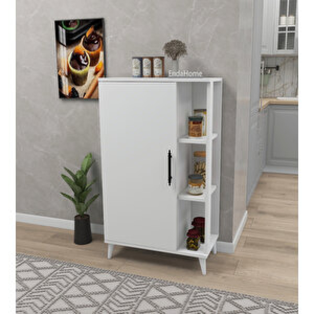 Zuesse Dizayn Lacerta 6 Raflı Kapaklı Çok Amaçlı Dolap Beyaz 97x65x32 Cm Beyaz Banyo Dolabı / Mobilyası Fiyatı