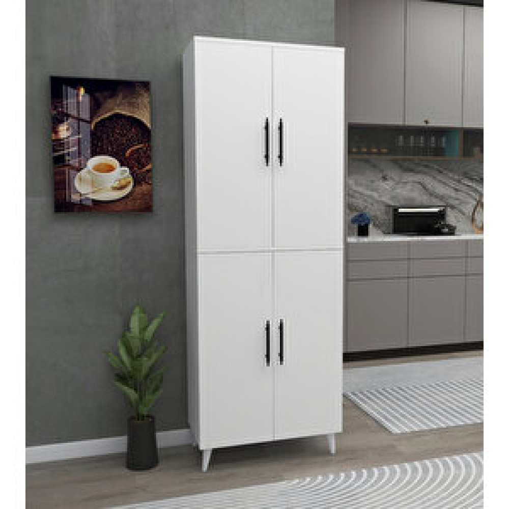 Zuesse Dizayn Meta 6 Raflı 4 Kapaklı Çok Amaçlı Dolap Beyaz Mat Beyaz Banyo Dolabı / Mobilyası Fiyatı