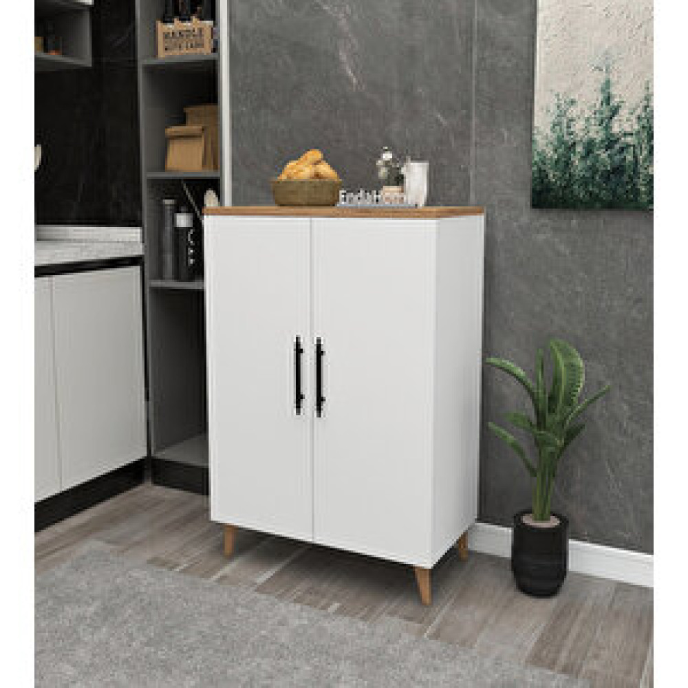 Zuesse Dizayn Pegasus 3 Raflı 2 Kapaklı Çok Amaçlı Dolap Çok Amaçlı Mutfak Dolabı Banyo Dolabı Çam ve Beyaz Çam Beyaz Banyo Dolabı / Mobilyası Fiyatı