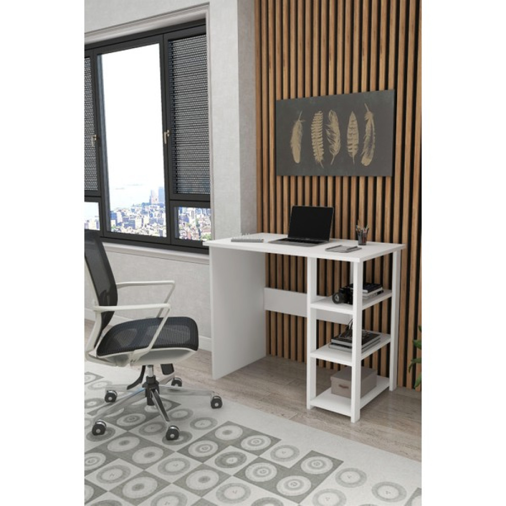 Zuesse Dizayn Tuna 3 Raflı Çalışma Masası Laptop Bilgisayar Masası Ofis Ders Yemek Çocuk Masası 86 x 50 cm Beyaz - 87x50 - Antrasit Çalışma Masası Fiyatı