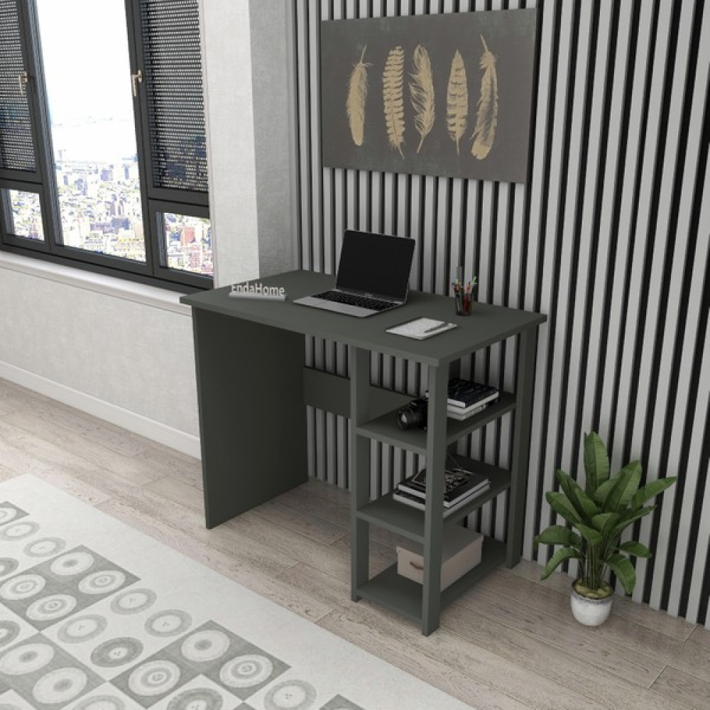 Zuesse Dizayn Tuna 3 Raflı Çalışma Masası Laptop Bilgisayar Masası Ofis Ders Yemek Çocuk Masası 86X50 cm Antrasit - 87x50 Çalışma Masası Fiyatı