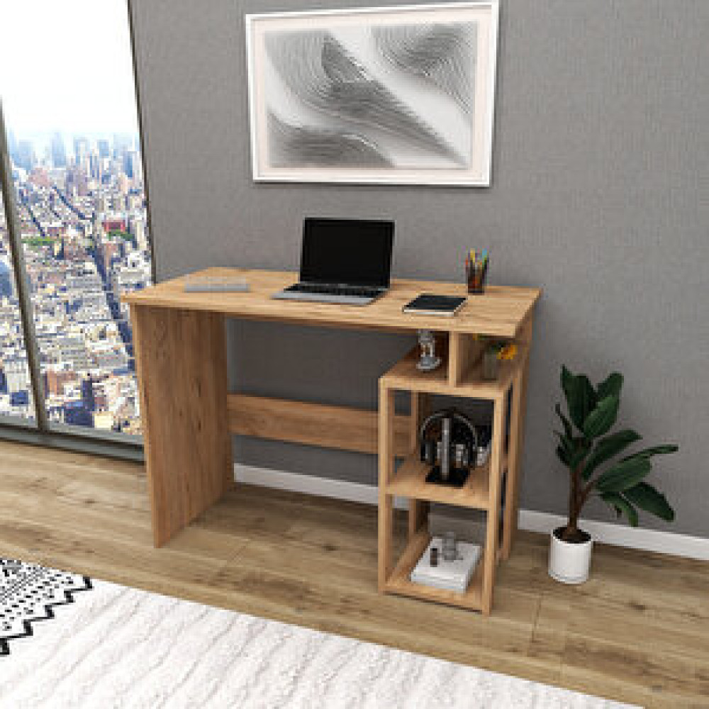 Zuesse Dizayn Volans 2 Raflı Kütüphaneli Çalışma Masası 100x56 Cm Çam Atlantik Çam Bilgisayar Masası Fiyatı