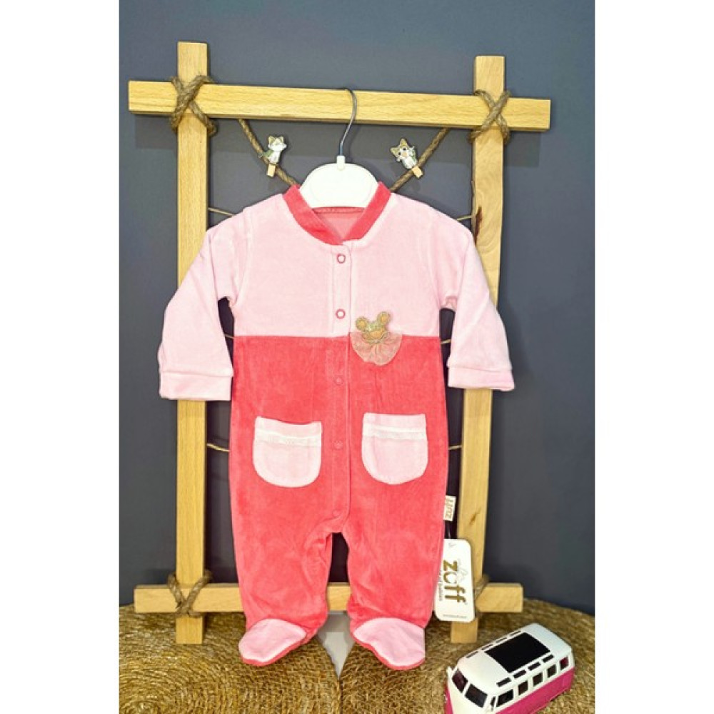 Zuff Baby Minnie Mouse Kadife Yenidoğan Kız Bebek Dantelli Tulum Bebek Tulumu Fiyatı