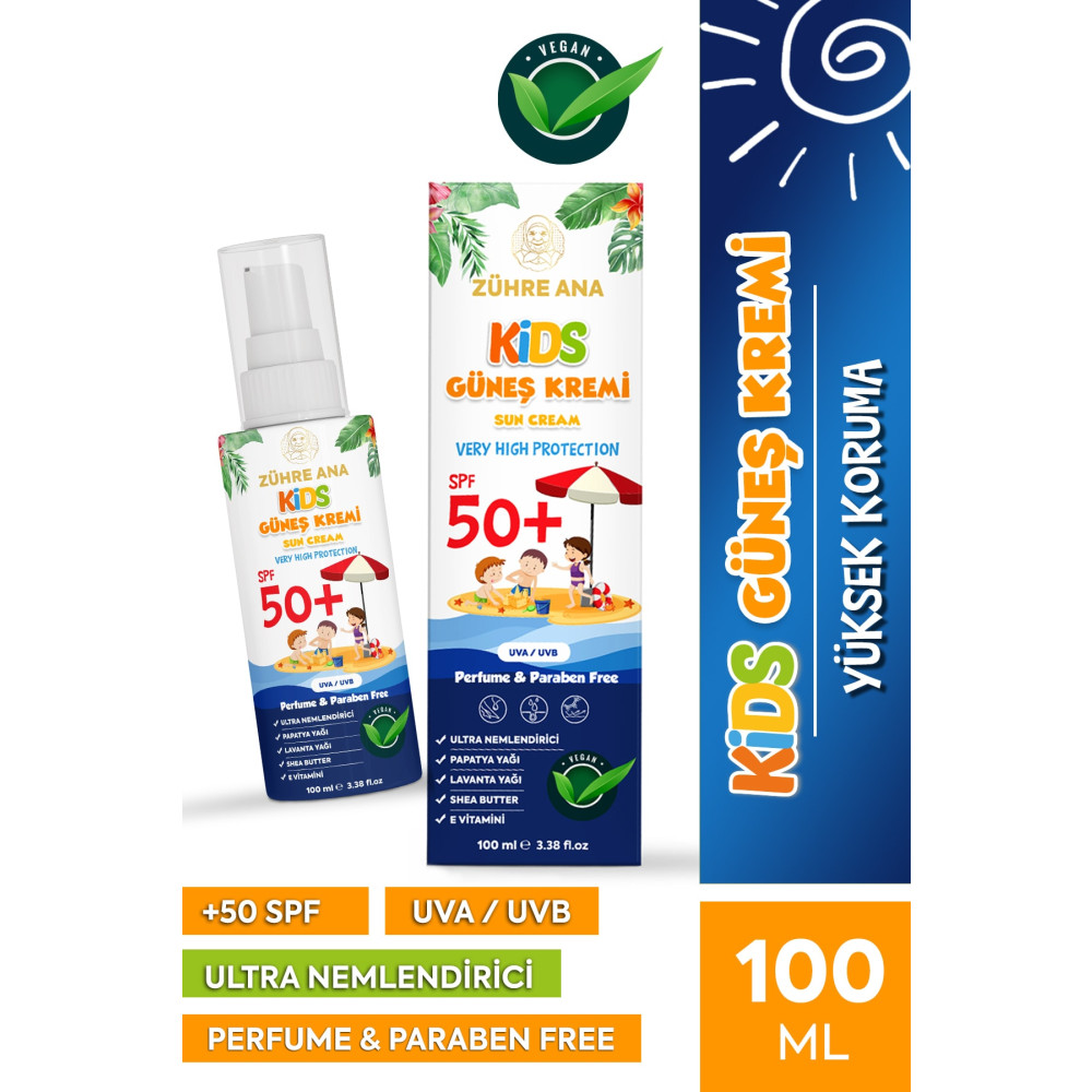 Zühre Ana Kids Çocuk Güneş Kremi Spf 50+ Yüksek Koruma + Vitamin E 100 Ml Bebek Güneş Kremi Fiyatı