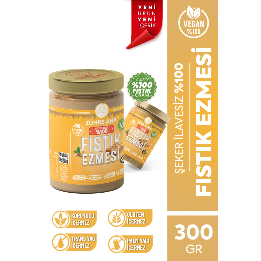 Zühre Ana Şeker İlavesiz %100 Fıstık Ezmesi 300 Gr Sürülebilir Fiyatı