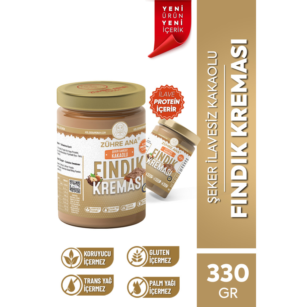 Zühre Ana Şeker Ilavesiz Proteinli Kakaolu Fındık Kreması 330 gr Sürülebilir Fiyatı