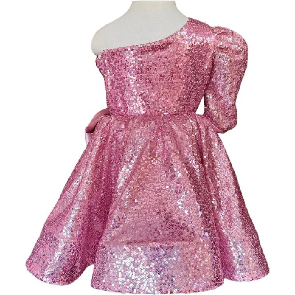 Zühre Balaban Pink Shine Pembe Tek Omuz Kız Çocuk Özel Gün Doğum Günü Abiye Elbise Little Girl Dress Kız Çocuk Elbise Fiyatı