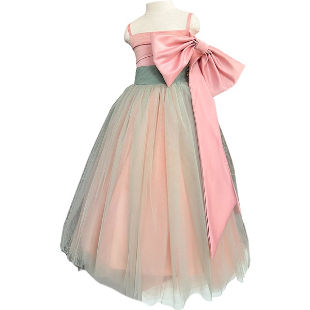 Zühre Balaban Yeşil Pembe Fiyonklu Kız Çocuk Özel Gün Doğum Günü Abiye Elbise Little Girl Dress Toddler Elbise Fiyatı