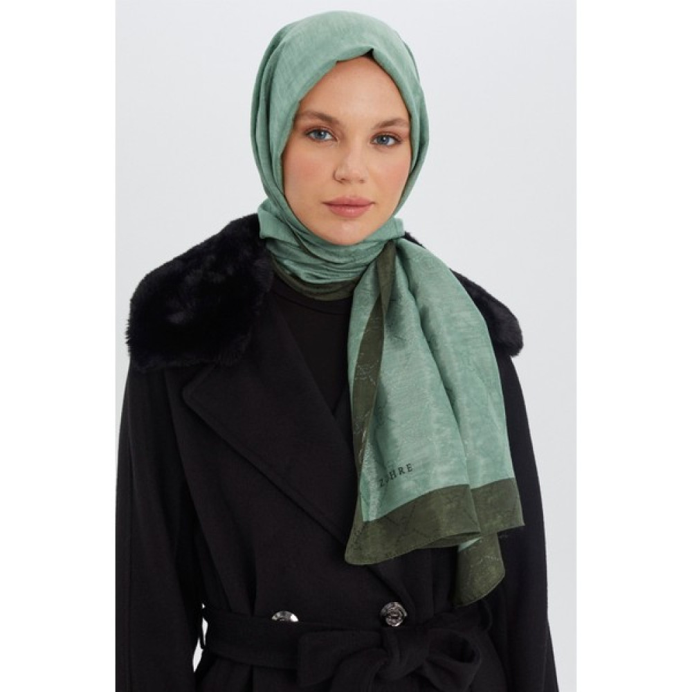 Zühre Monogram Desenli Yeşil Koza Şal 0100 Şal / Fular & Eşarp Fiyatı