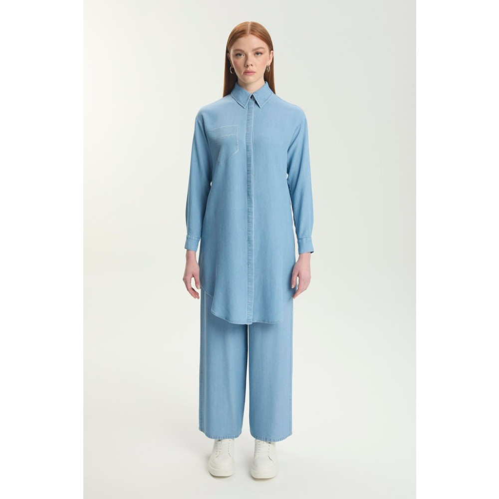 Zühre Taş Işleme Detaylı Denim Tunik Tunik Fiyatı