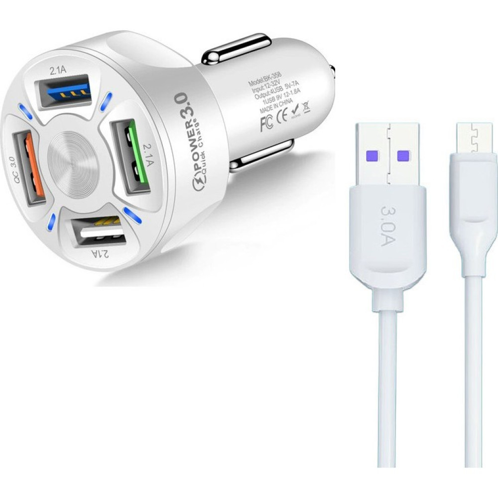 Zuidid Araç Hızlı Şarj 4 USB 7 A Çoklu Hızlı Şarj + 3 A Hızlı Şarj Kablosu - Type C Cep Telefonu Şarj Cihazı Fiyatı