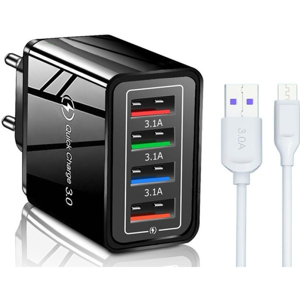 Zuidid Hızlı Şarj Qc 3.0 4 USB Portlu 3.1A - 48W Çoklu Şarj Cihazı + 3 A Hızlı Şarj Kablosu - Type C Cep Telefonu Şarj Cihazı Fiyatı