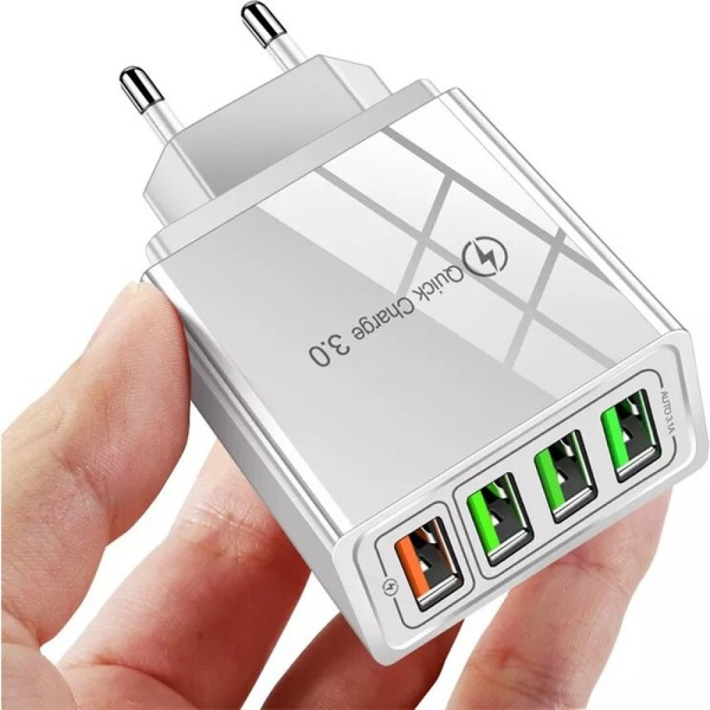 Zuidid Hızlı Şarj Qc 3.0 4 USB Portlu 3.1A - 48W Çoklu Şarj Cihazı - Beyaz Cep Telefonu Şarj Cihazı Fiyatı