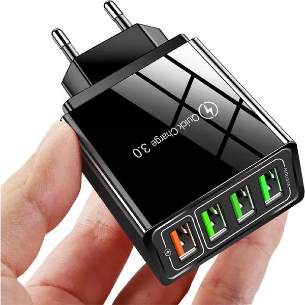 Zuidid Hızlı Şarj Qc 3.0 4 USB Portlu 3.1A - 48W Çoklu Şarj Cihazı - Siyah Cep Telefonu Şarj Cihazı Fiyatı
