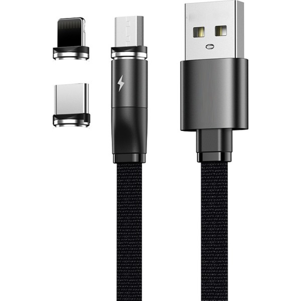 Zuidid RMX-RC169-TH 2.1 Amper 3in1 Manyetik Şarj Kablosu 1.2 Metre - Micro / Type C / Lightning - Siyah Cep Telefonu Kablosu Fiyatı