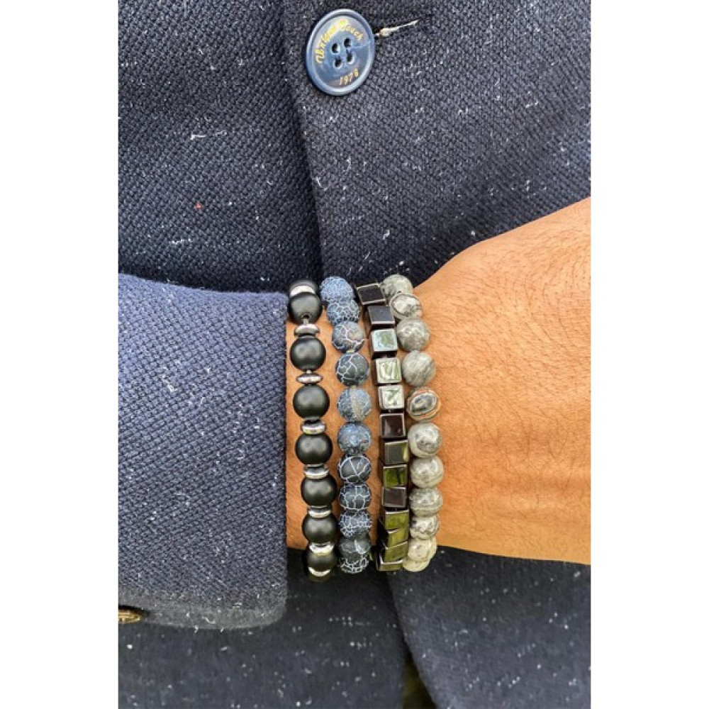 Zuk Collection Erkek Hematit Oniks Jasper Akik Taşı Doğal Taş Dörtlü Set - Karışık Saat ve Bileklik Aksesuarı Fiyatı