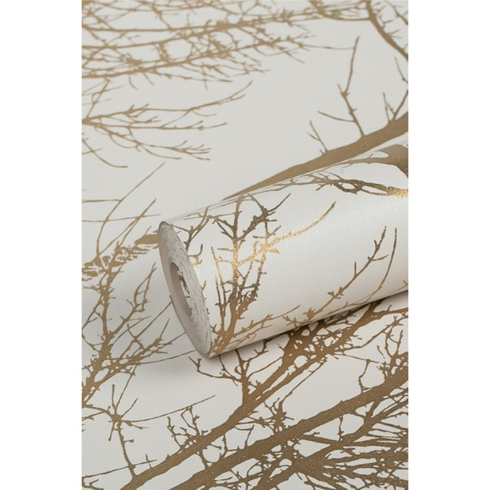 Zümrüt Exclusive 6250 Vision Çiçekli Dallı Krem Gold Desen 2023 Model Duvar Kağıdı 5,30 M² - 53 x 1000 cm Duvar Kağıdı Fiyatı
