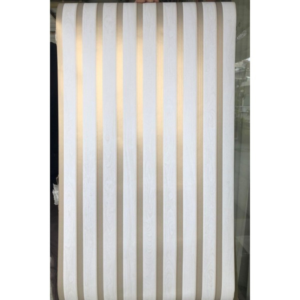 Zümrüt Exclusive 6350 Beyaz Gold Lambiri Panel Ahşap Duvar Çıtası Desenli Duvar Kağıdı 5,30 M² - Krem - 53 x 1000 cm Duvar Kağıdı Fiyatı