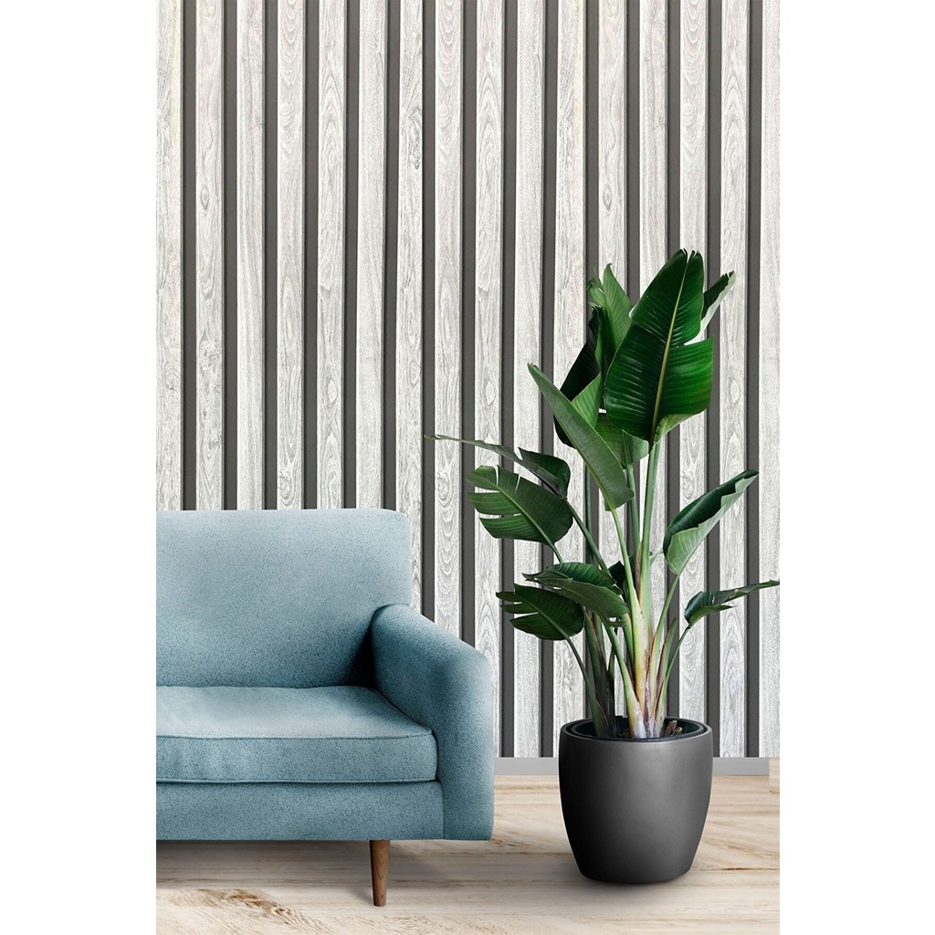 Zümrüt Exclusıve 7620 Lambri Panel Siyah Beyaz Ahşap Duvar Çıtası Desenli Duvar Kağıdı 5,30 M² - Siyah - Beyaz - 53 x 1000 cm SSD / Solid State Drive Fiyatı
